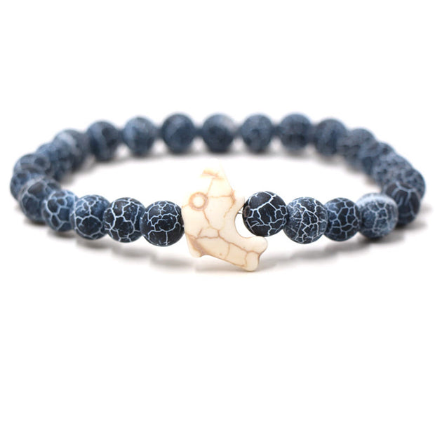 Buddha Stones Natural Various Stones Dolphin Spiritual Balance Bracelet - Crackle Agate(Wrist Circumference: 15-18cm) - image 7