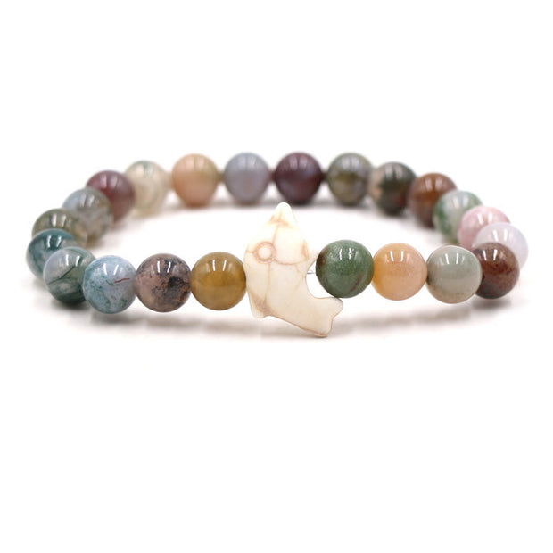 Buddha Stones Natural Various Stones Dolphin Spiritual Balance Bracelet - India Agate(Wrist Circumference: 15-18cm) - image 15