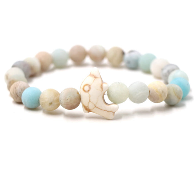 Buddha Stones Natural Various Stones Dolphin Spiritual Balance Bracelet - Amazonite(Wrist Circumference: 15-18cm) - image 5