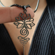 Buddha Stones Lotus Unalome Chakra Symbol Design Stainless Steel Enlightenment Necklace Pendant - image 10