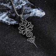Buddha Stones Lotus Unalome Chakra Symbol Design Stainless Steel Enlightenment Necklace Pendant - image 3