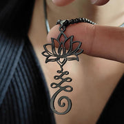 Buddha Stones Chakra Symbol Irregular Design Lotus Stainless Steel Enlightenment Necklace Pendant - image 10