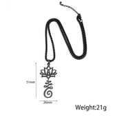 Buddha Stones Chakra Symbol Irregular Design Lotus Stainless Steel Enlightenment Necklace Pendant - image 11