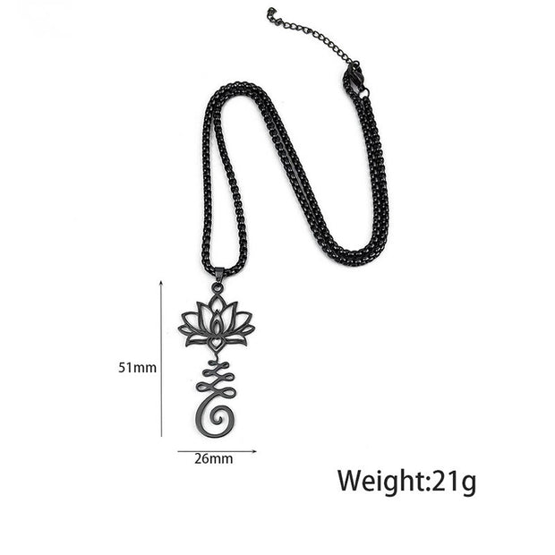 Buddha Stones Chakra Symbol Irregular Design Lotus Stainless Steel Enlightenment Necklace Pendant - image 11