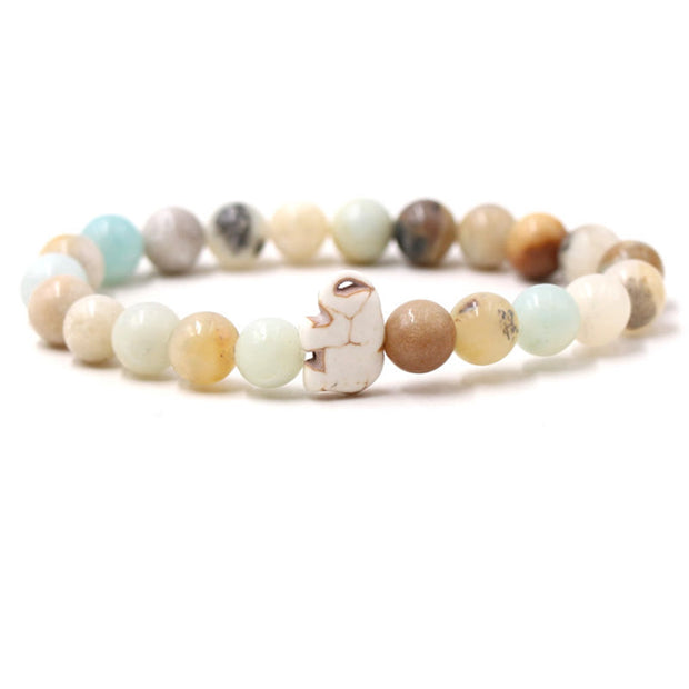 Buddha Stones Natural Various Stones Elephant Spiritual Strength Bracelet - Amazonite(Wrist Circumference: 15-18cm) - image 8