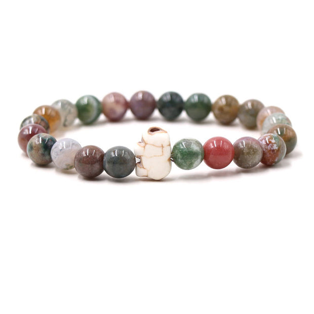 Buddha Stones Natural Various Stones Elephant Spiritual Strength Bracelet - India Agate(Wrist Circumference: 15-18cm) - image 16