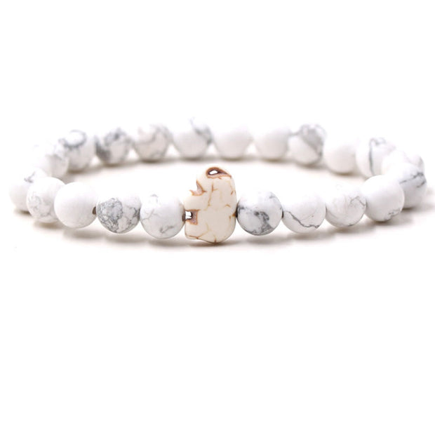 Buddha Stones Natural Various Stones Elephant Spiritual Strength Bracelet - White Turquoise(Wrist Circumference: 15-18cm) - image 6
