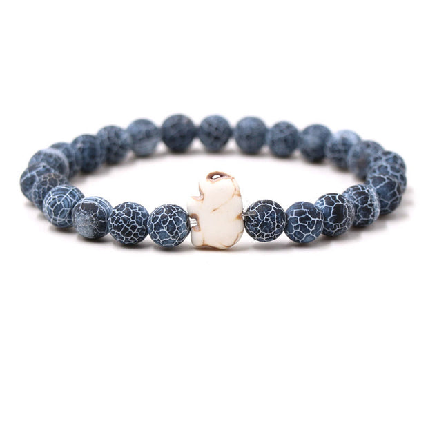 Buddha Stones Natural Various Stones Elephant Spiritual Strength Bracelet - Crackle Agate(Wrist Circumference: 15-18cm) - image 10