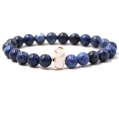 Buddha Stones Natural Various Stones Elephant Spiritual Strength Bracelet - Sodalite(Wrist Circumference: 15-18cm) - image 1