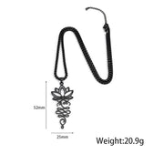 Buddha Stones Lotus Vines Design Chakra Symbol Stainless Steel Enlightenment Necklace Pendant - image 10