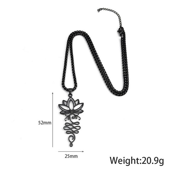 Buddha Stones Lotus Vines Design Chakra Symbol Stainless Steel Enlightenment Necklace Pendant - image 10