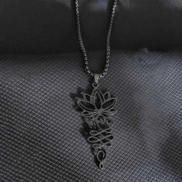 Buddha Stones Lotus Vines Design Chakra Symbol Stainless Steel Enlightenment Necklace Pendant - image 8