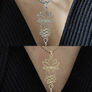 Buddha Stones Lotus Vines Design Chakra Symbol Stainless Steel Enlightenment Necklace Pendant - image 11