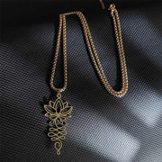 Buddha Stones Lotus Vines Design Chakra Symbol Stainless Steel Enlightenment Necklace Pendant - Gold - image 5