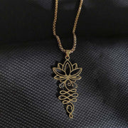 Buddha Stones Lotus Vines Design Chakra Symbol Stainless Steel Enlightenment Necklace Pendant - image 6