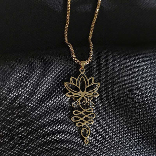 Buddha Stones Lotus Vines Design Chakra Symbol Stainless Steel Enlightenment Necklace Pendant - image 6