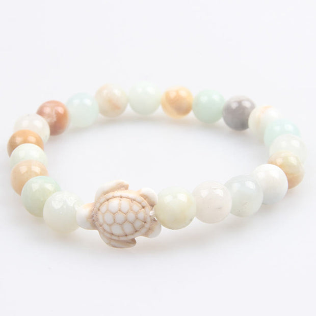 Buddha Stones Natural Stone Sea Turtle Turquoise Crackle Agate Wisdom Bracelet - Amazonite(Wrist Circumference: 15-18cm) - image 7