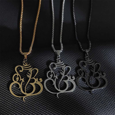 Buddha Stones Ganesh Elephant Stainless Steel Protection Necklace Pendant - image 1