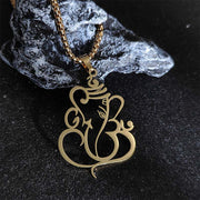 Buddha Stones Ganesh Elephant Stainless Steel Protection Necklace Pendant - Gold - image 5