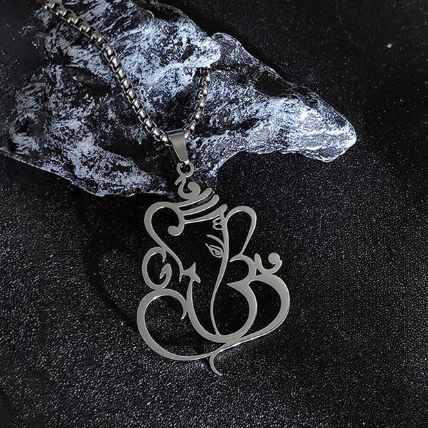 Buddha Stones Ganesh Elephant Stainless Steel Protection Necklace Pendant - image 3