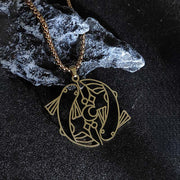 Buddha Stones Vintage Koi Fish Hollow Design Stainless Steel Luck Necklace Pendant - image 6