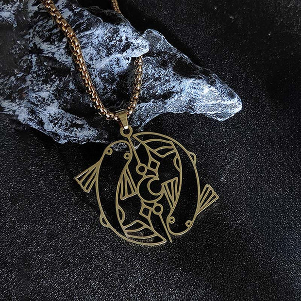 Buddha Stones Vintage Koi Fish Hollow Design Stainless Steel Luck Necklace Pendant - image 6