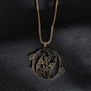 Buddha Stones Vintage Koi Fish Hollow Design Stainless Steel Luck Necklace Pendant - image 7