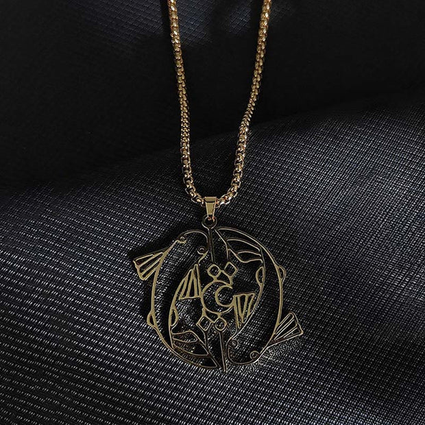 Buddha Stones Vintage Koi Fish Hollow Design Stainless Steel Luck Necklace Pendant - image 7