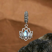 Buddha Stones 925 Sterling Silver Lotus Design Moonstone Healing Necklace Pendant - Moonstone - image 1