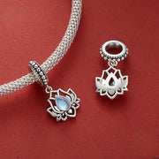 Buddha Stones 925 Sterling Silver Lotus Design Moonstone Healing Necklace Pendant - image 2