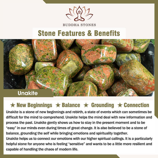 Buddha Stones Rhodonite Unakite Beads Lotus Healing Bracelet - image 5