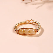 Buddha Stones Natural Stone Bead Alloy Healing Open Ring - Rutilated Quartz(Adjustable) - image 8