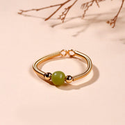 Buddha Stones Natural Stone Bead Alloy Healing Open Ring - Jade(Adjustable) - image 10
