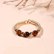 Buddha Stones Natural Stone Bead Alloy Healing Open Ring - Tiger Eye(Adjustable) - image 12