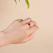Buddha Stones Natural Stone Bead Alloy Healing Open Ring - image 6