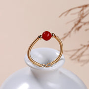 Buddha Stones Natural Stone Bead Alloy Healing Open Ring - image 5