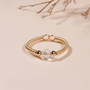 Buddha Stones Natural Stone Bead Alloy Healing Open Ring - White Crystal(Adjustable) - image 2