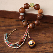 Buddha Stones Tibet Lightning Struck Jujube Wood Yin Yang Luck Bracelet - image 2
