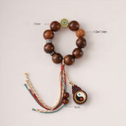 Buddha Stones Tibet Lightning Struck Jujube Wood Yin Yang Luck Bracelet - image 8