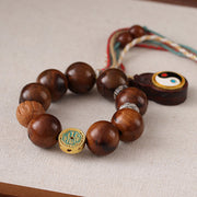 Buddha Stones Tibet Lightning Struck Jujube Wood Yin Yang Luck Bracelet - image 3
