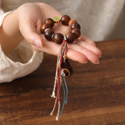 Buddha Stones Tibet Lightning Struck Jujube Wood Yin Yang Luck Bracelet - image 5