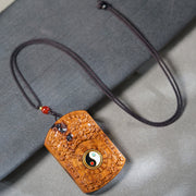 Buddha Stones Lightning Struck Jujube Wood Dragon Yin Yang Bagua Protection Necklace Pendant - Lightning Struck Jujube Wood - image 1