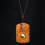 Buddha Stones Lightning Struck Jujube Wood Dragon Yin Yang Bagua Protection Necklace Pendant - image 4