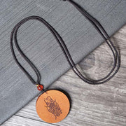 Buddha Stones Lightning Struck Jujube Wood Yin Yang Bagua Luck Necklace Pendant - image 5