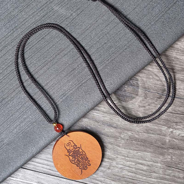 Buddha Stones Lightning Struck Jujube Wood Yin Yang Bagua Luck Necklace Pendant - image 5