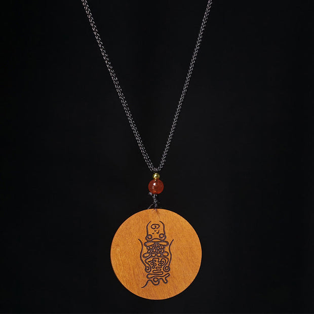 Buddha Stones Lightning Struck Jujube Wood Yin Yang Bagua Luck Necklace Pendant - image 11
