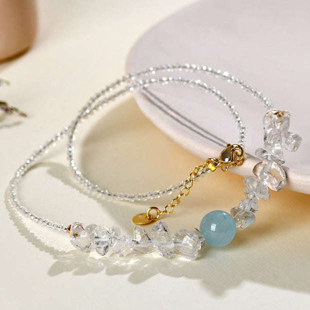 Buddha Stones Irregular White Crystal  Aquamarine Bead Healing Necklace Pendant - image 9
