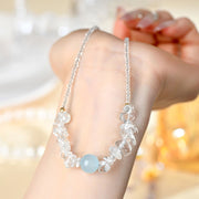 Buddha Stones Irregular White Crystal  Aquamarine Bead Healing Necklace Pendant - image 4