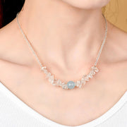 Buddha Stones Irregular White Crystal  Aquamarine Bead Healing Necklace Pendant - image 5