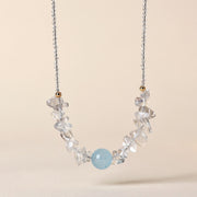 Buddha Stones Irregular White Crystal  Aquamarine Bead Healing Necklace Pendant - White Crystal& Aquamarine - image 1